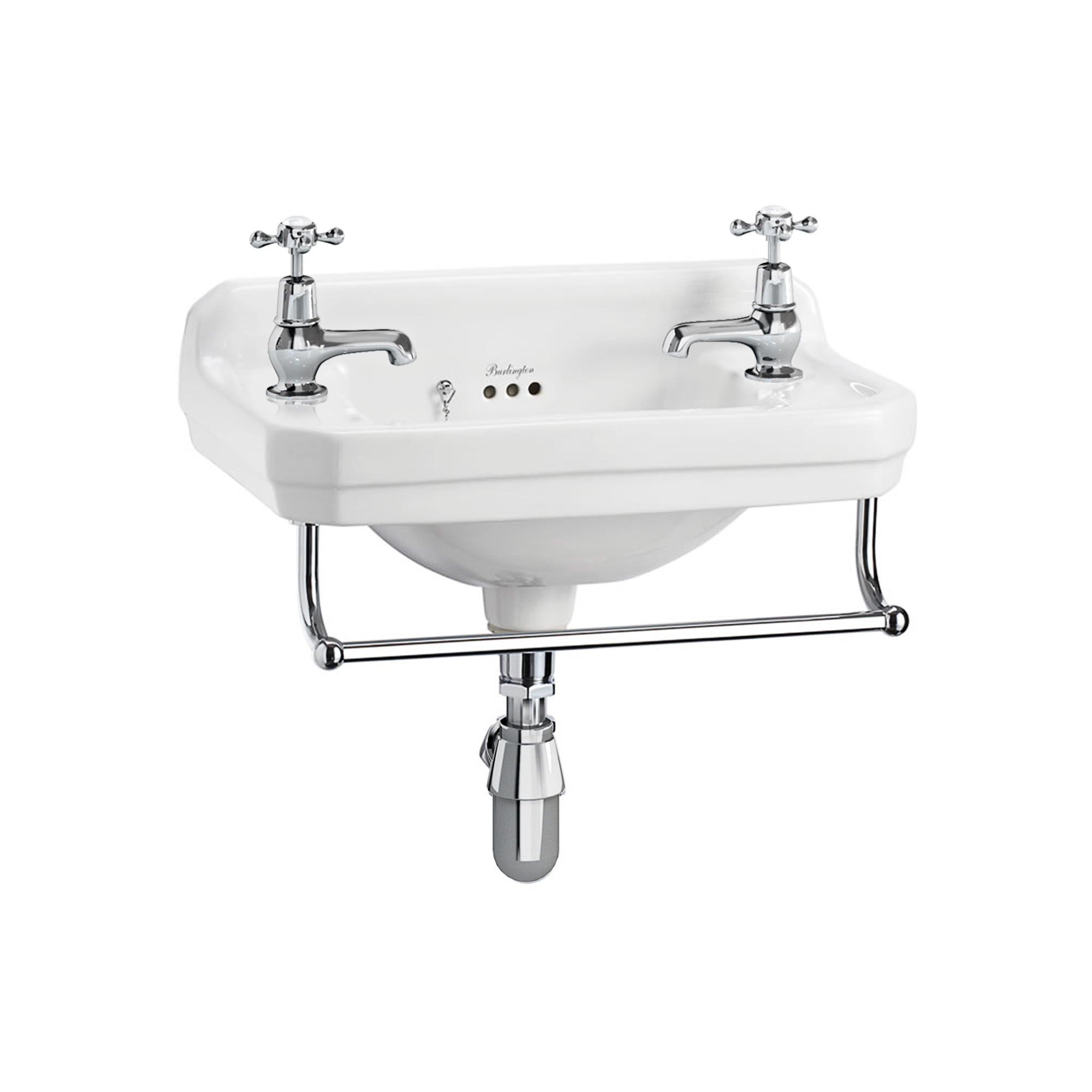 Edwardian 51cm cloakroom basin with towel rail